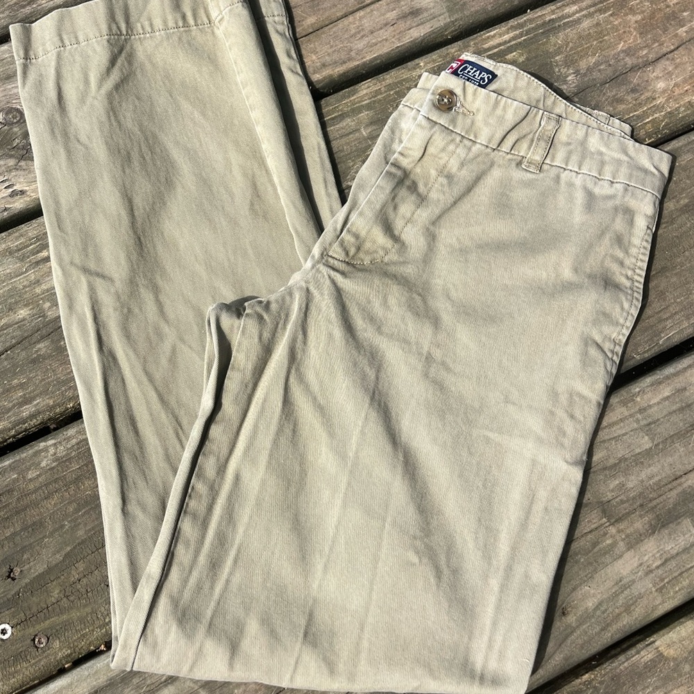 Chaps Khakis Tan Boys Size 16 Straight Leg Flat Front Casual Dress Pants